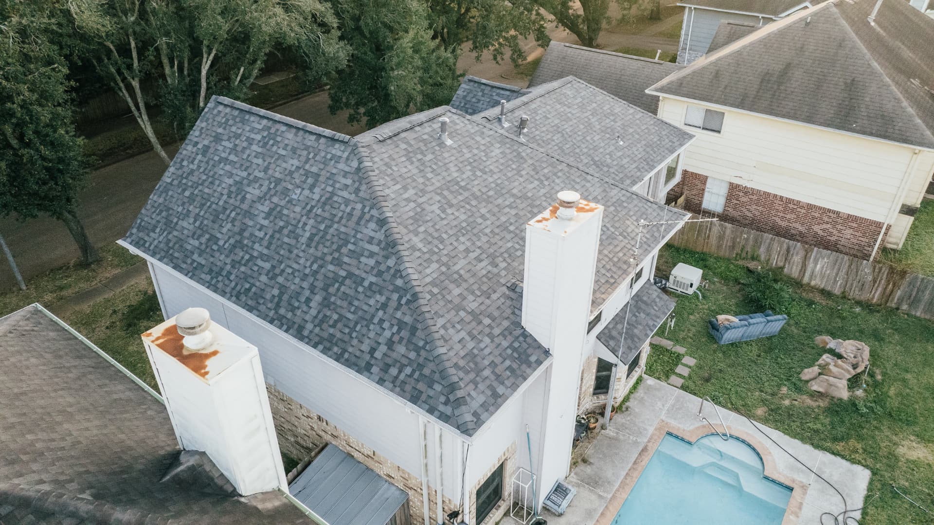 Completed roof replacement after an approved Houston insurance claim